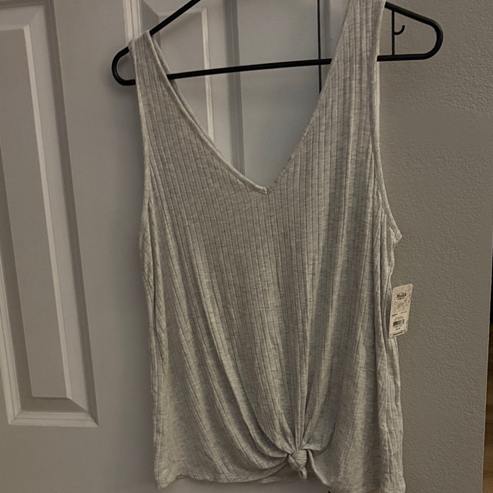 Mudd Light Gray Knotted Tank Top